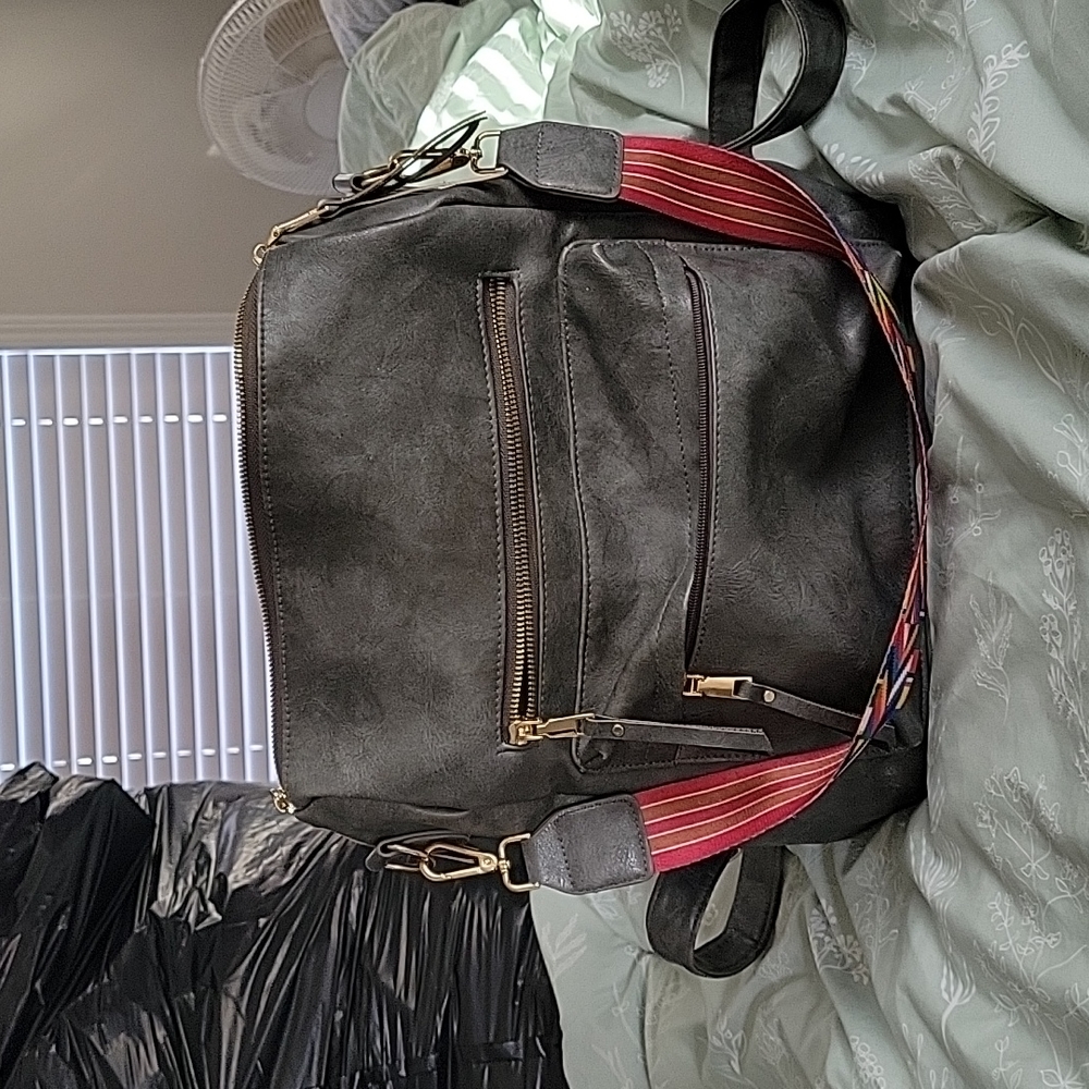 Faux grey leather convertible backpack/purse